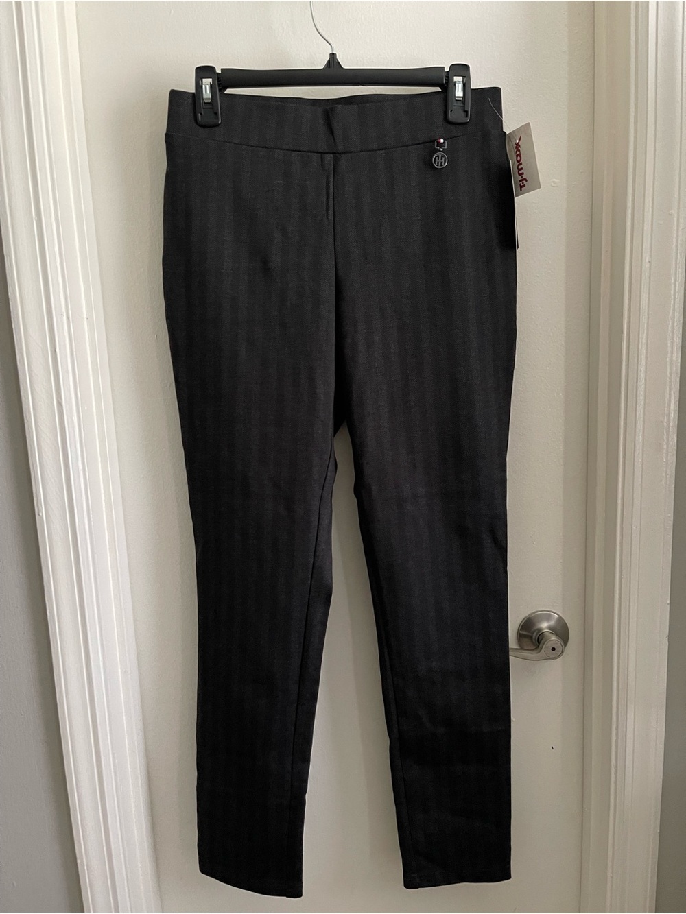 Tommy Hilfiger Black Pinstripe Straight-Leg Pants